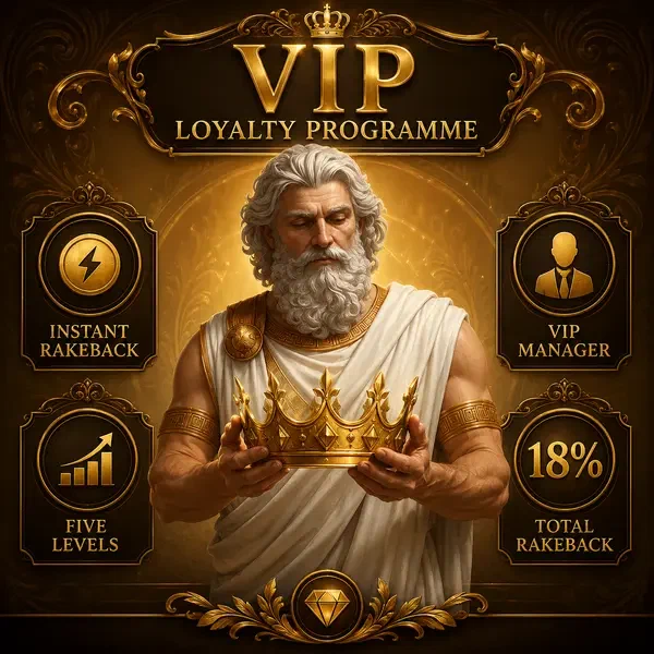Patriarca regio sosteniendo corona dorada en la entrada del programa de lealtad VIP de Savaspin
